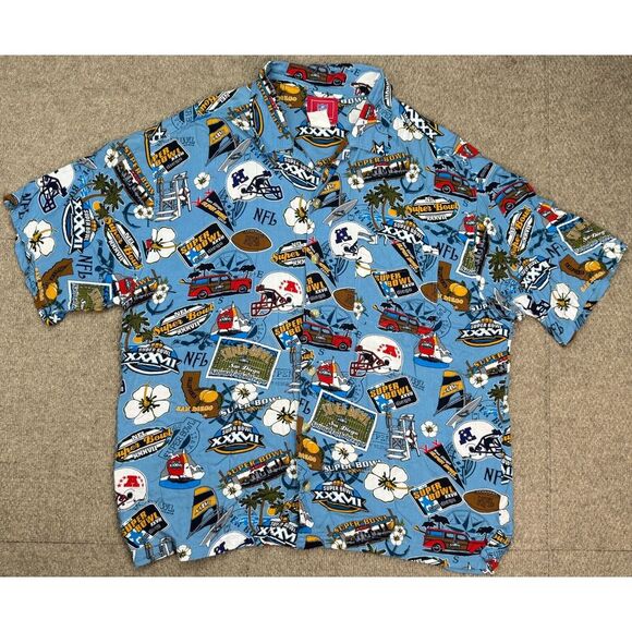 NFL Other - NFL Vintage Superbowl XXXVII Button Up Short Sleeve Hawaiian Shirt Size Large